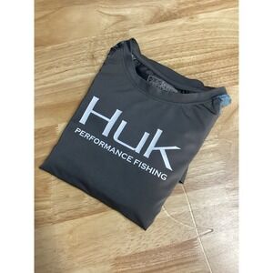 Youth HUK Long sleeved performance camo fishing shirt Gray XL